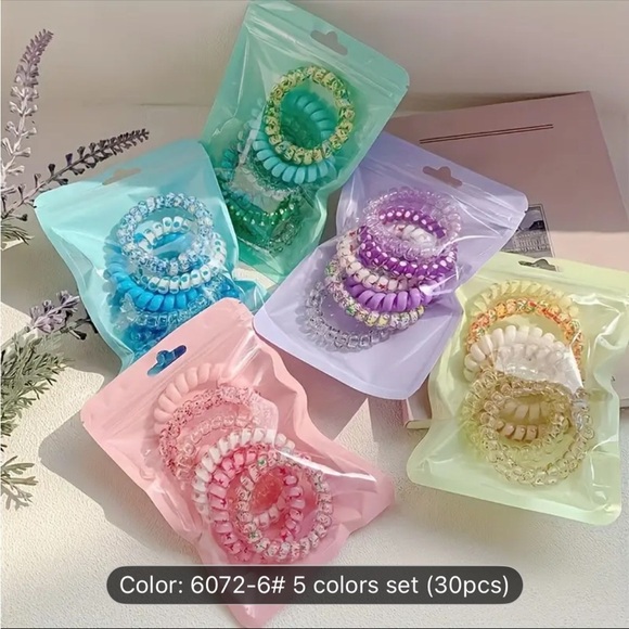 NIP Six piece silicone pink set - spiral hair ties - Picture 4 of 4